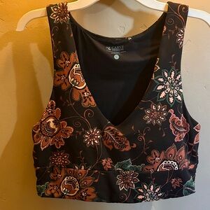 Carve Designs Black Floral Tofino Longline Bikini Top